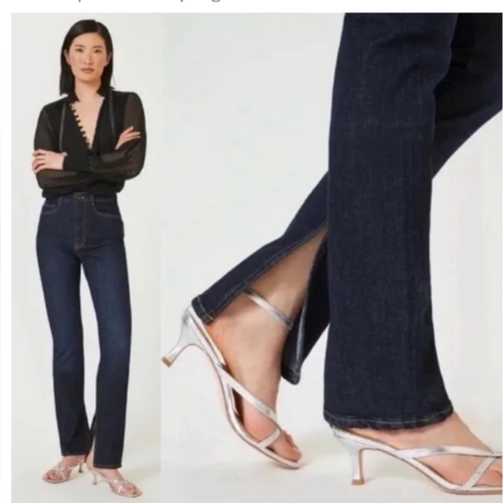 Pilcro The Split High Rise Straight Leg Jeans in Dark Wash Size 24